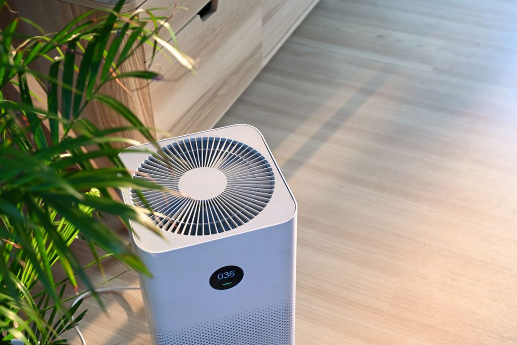 HEPA air purifier for lead dust removal inside residential home