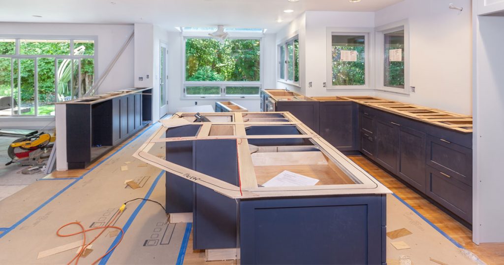 Recently renovated kitchen awaiting post-renovation move-in cleaning and dust remediation